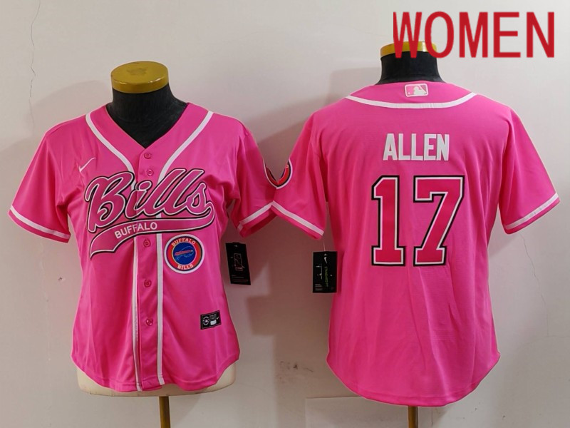 Women Buffalo Bills #17 Allen Pink Joint Name 2024 Nike Limited NFL Jersey style 9122